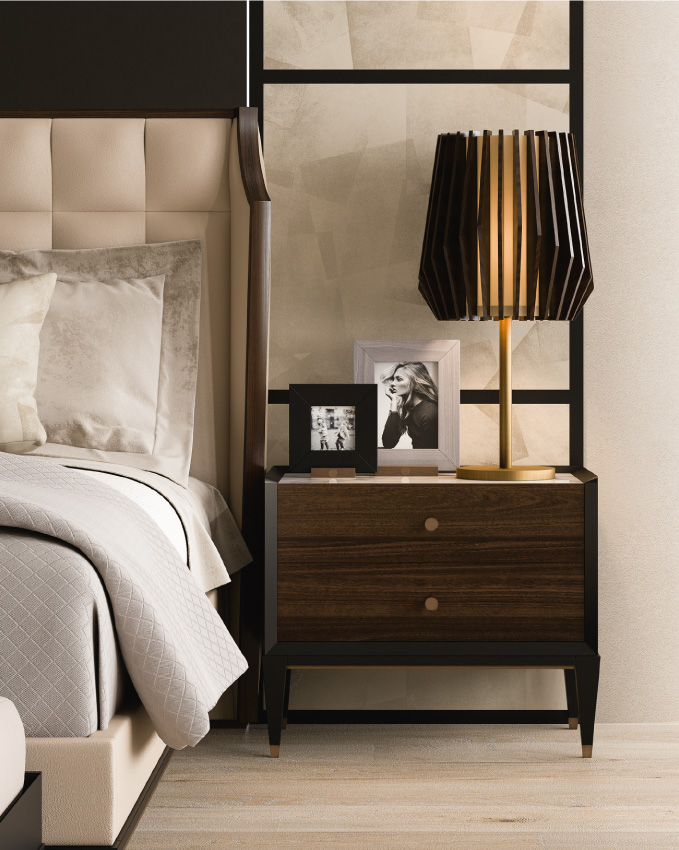 Marmer en houten nachtkastje