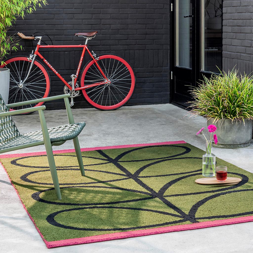 Linear stem olijf outdoor tapijt | Maat: 200 × 280 cm