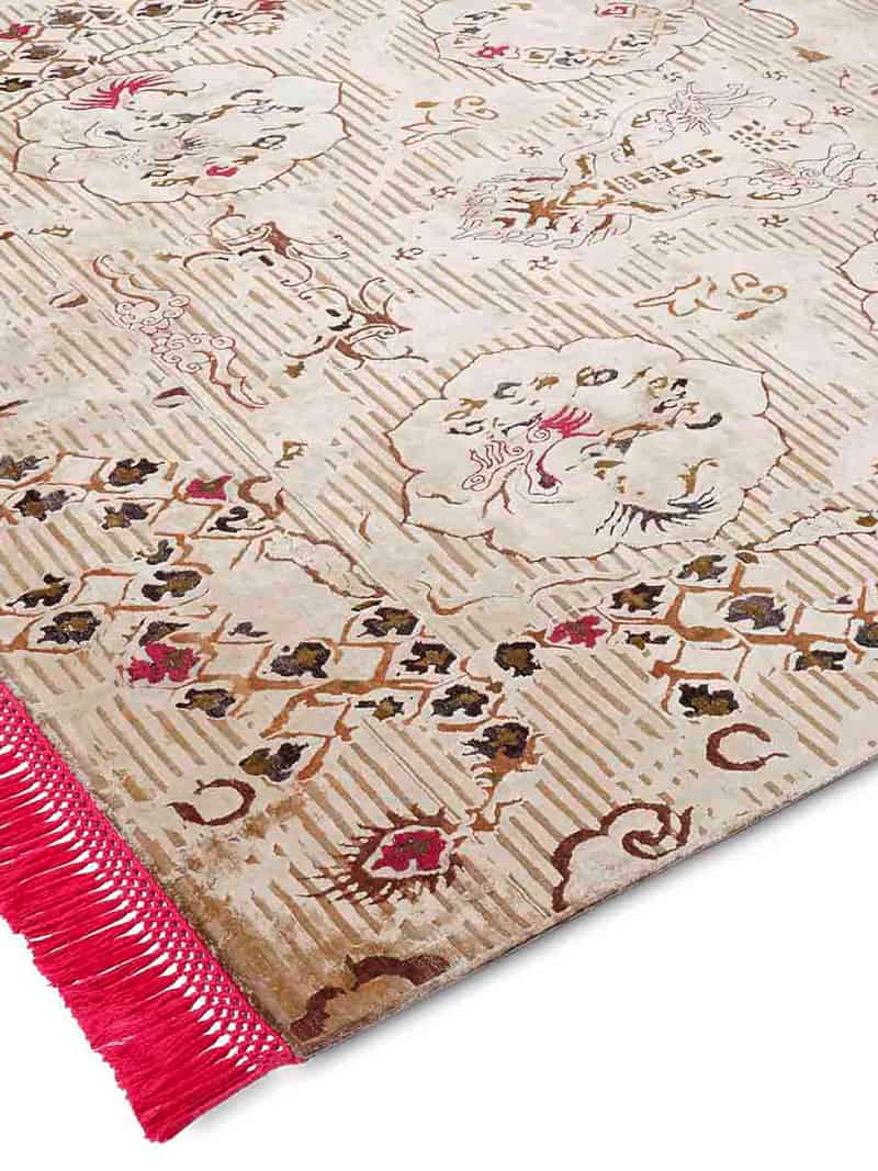 Dragon roze / beige handgeknoopt tapijt | Maat: 250 × 300 cm