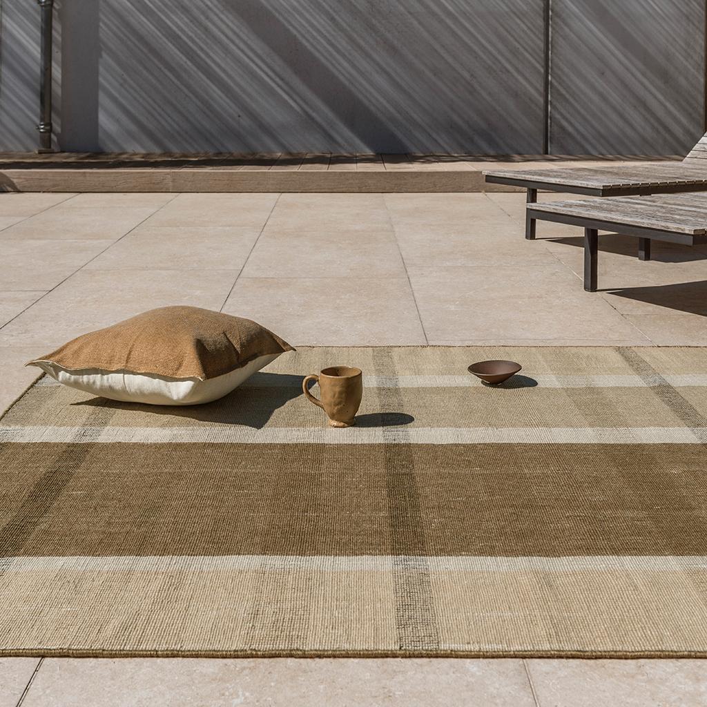 Zona cashew blok streep outdoor tapijt | Maat: 140 × 200 cm