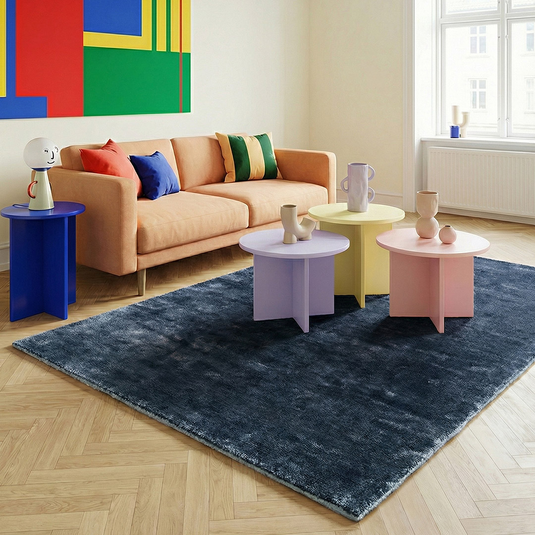 Eucalyptus blauw vloerkleed