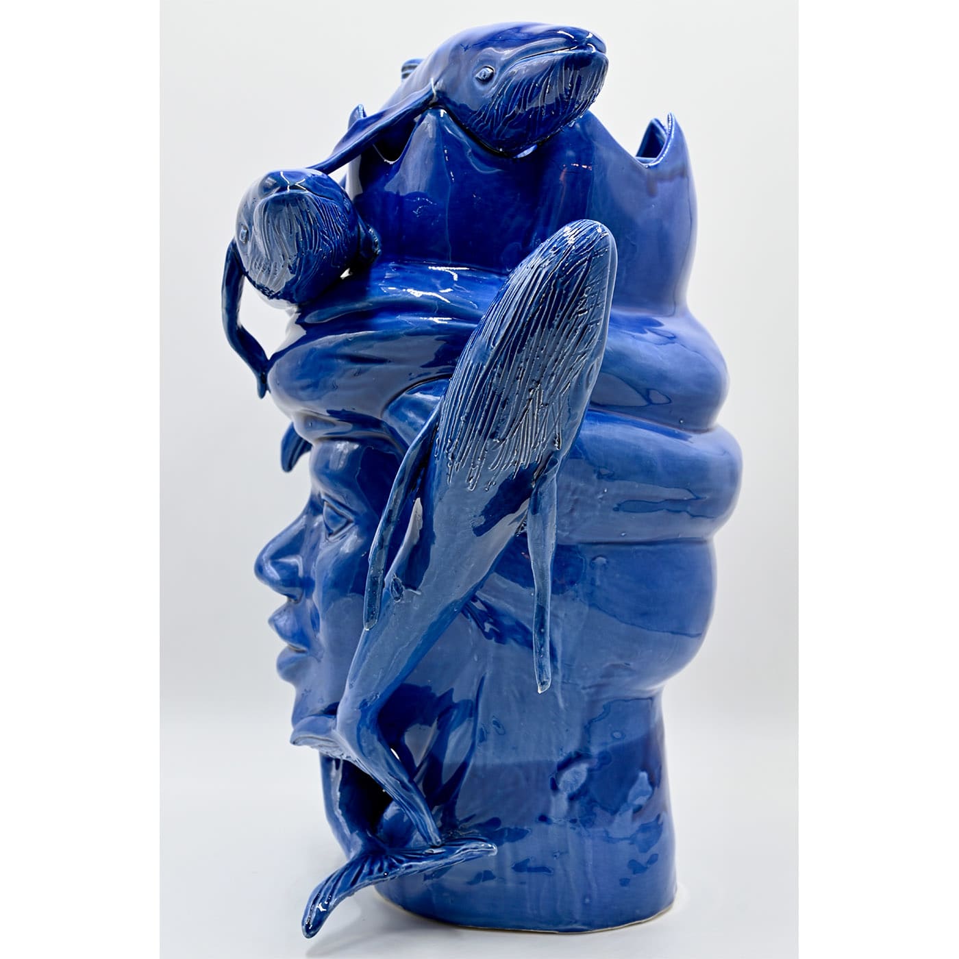 Moor's Head glanzendblauwe sculptuur