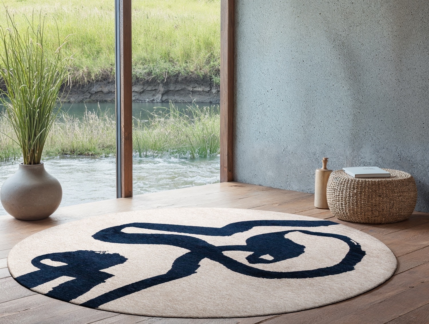 Sea Ink rond vloerkleed | Maat: Ø 140 cm