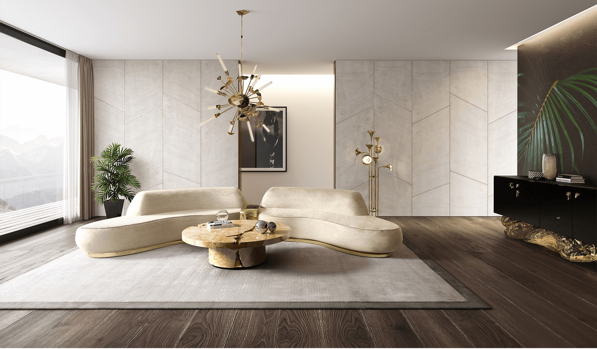 Dominion populierenhout 3-delige salontafelset