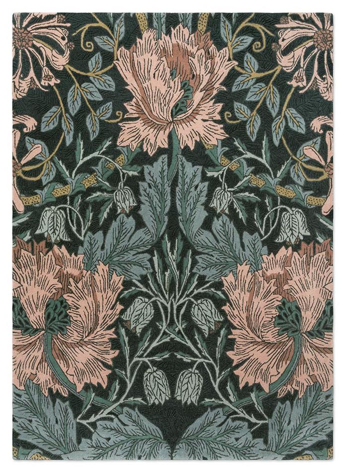 Honeysuckle & Tulip Teal vloerkleed | Maat: 140 × 200 cm