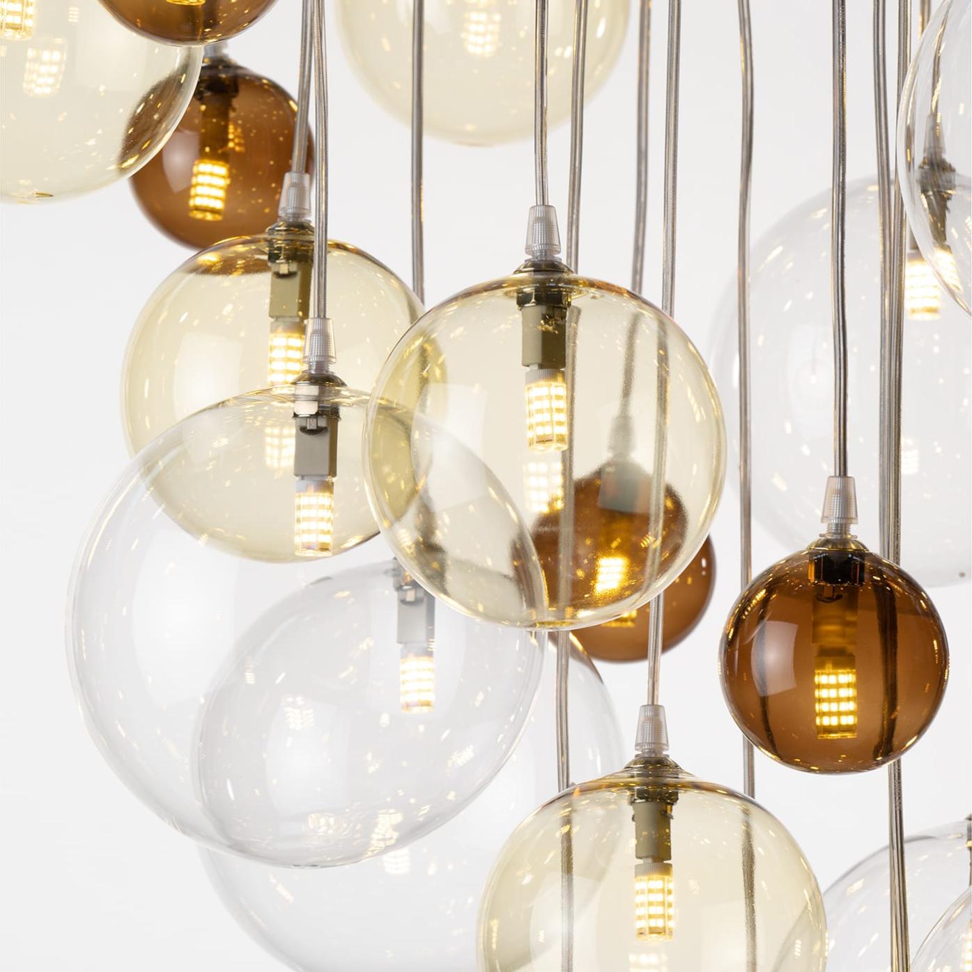Moderne Cascading Kroonluchter met Meerkleurige Glazen Bollen