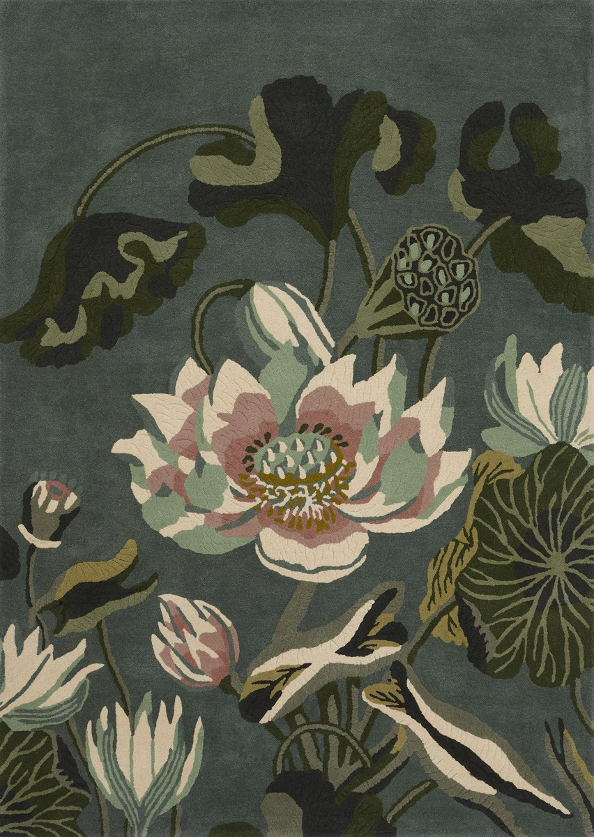 Waterlily midnight pond tapijt | Maat: 170 × 240 cm