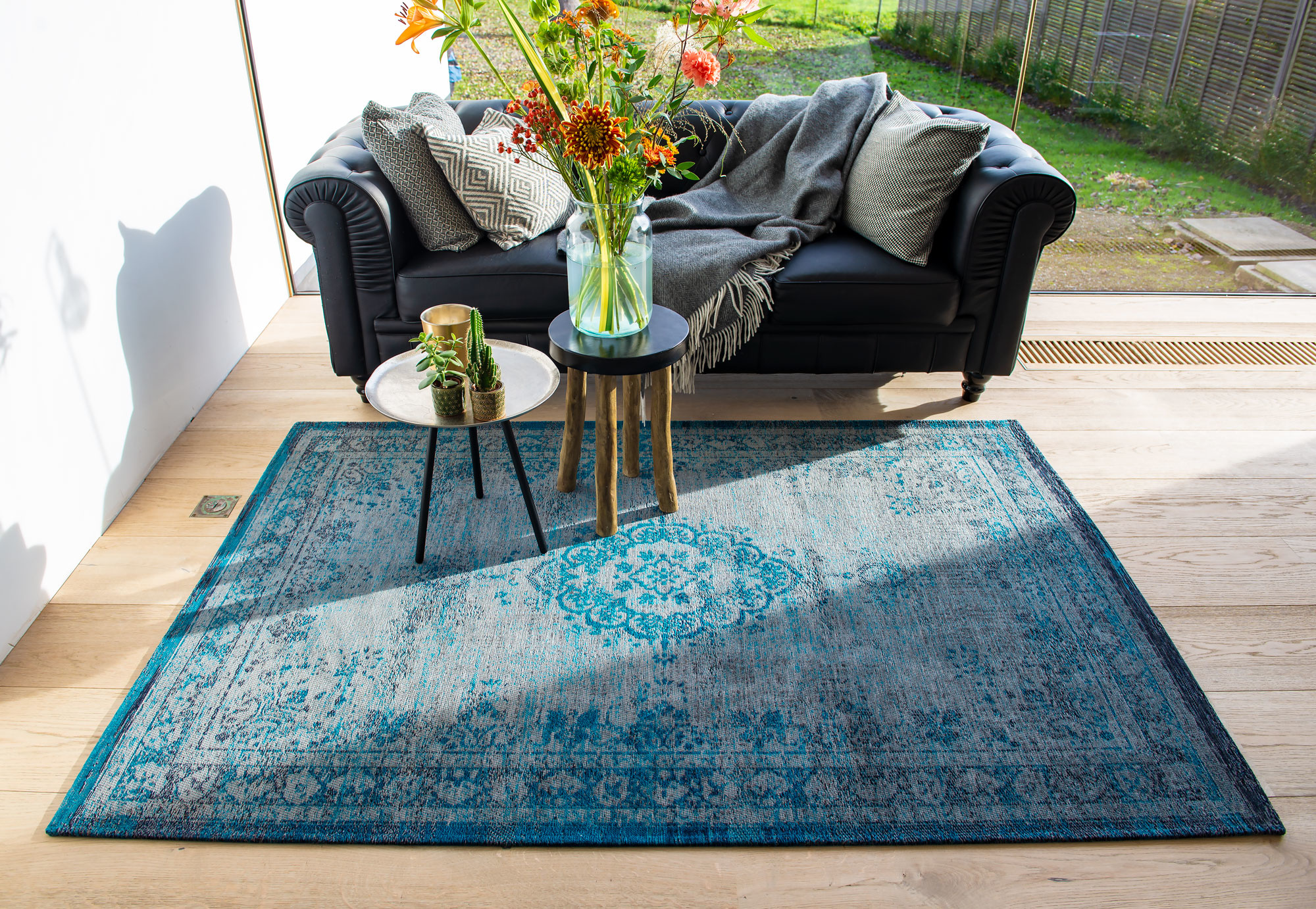 Vintage Style Grey Turquoise tapijt | Maat: 200 × 280 cm