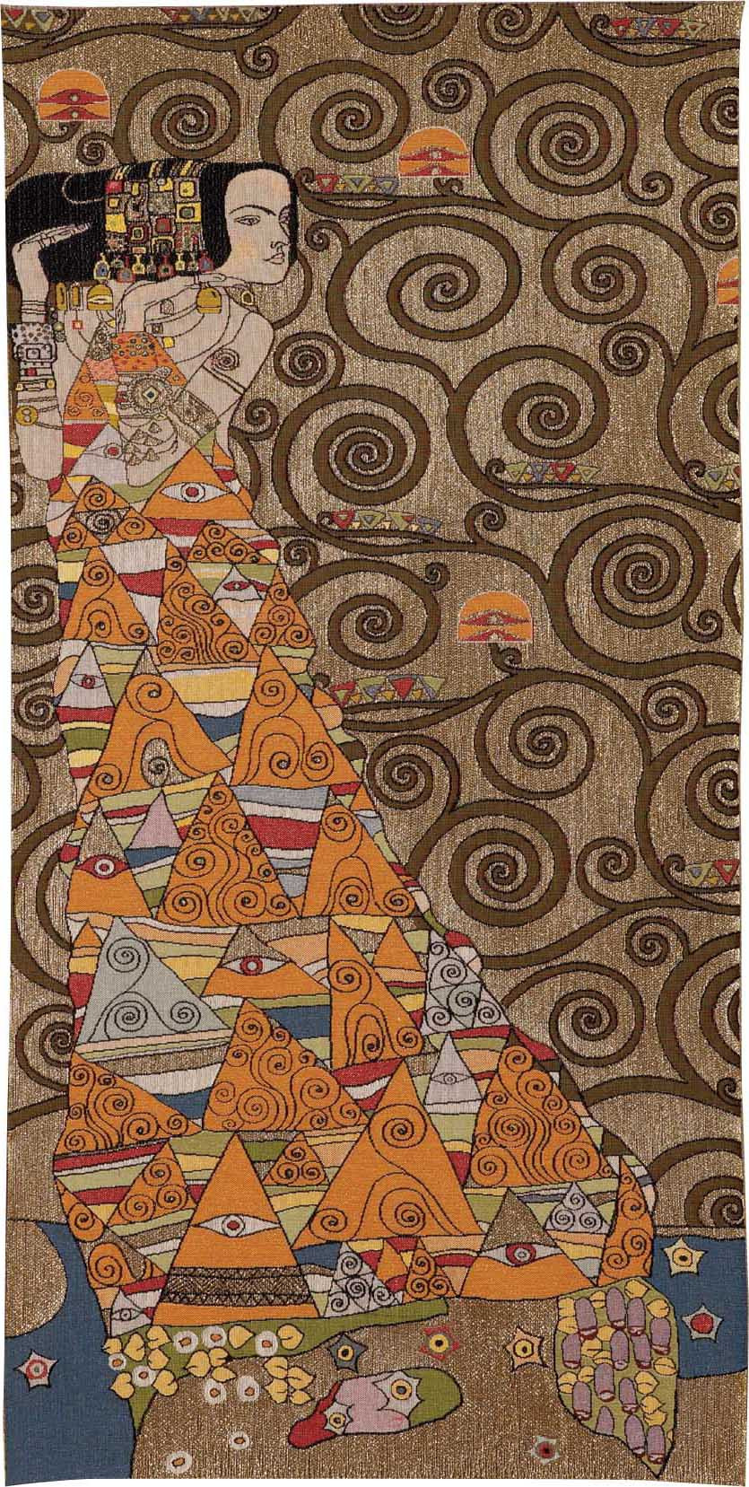 The Lady van Klimt oranje linker wandtapijt | Maat: 50 × 100 cm
