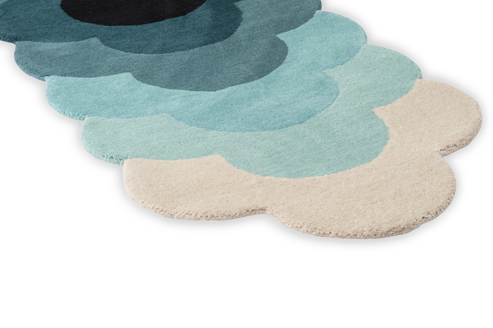 Optical flower teal tapijt | Maat: 87 × 300 cm