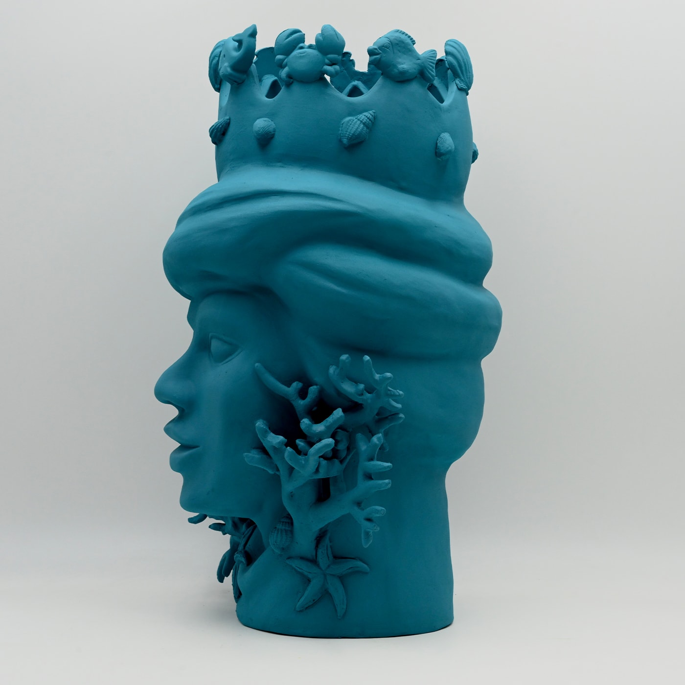 Moor's Head teal handgemaakte sculptuur