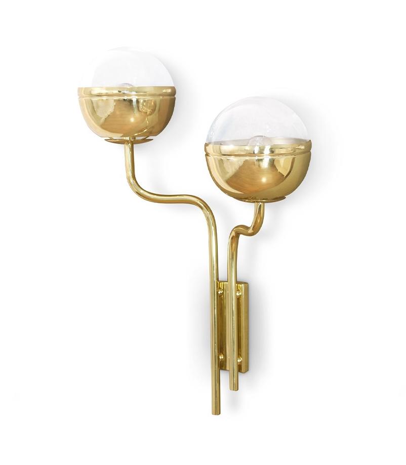 Strakke messing wandlamp