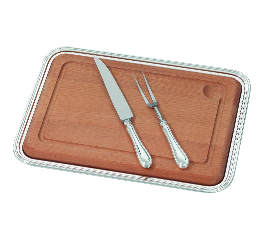 Verzilverde dienblad snijset | Configuratie: Carving Set