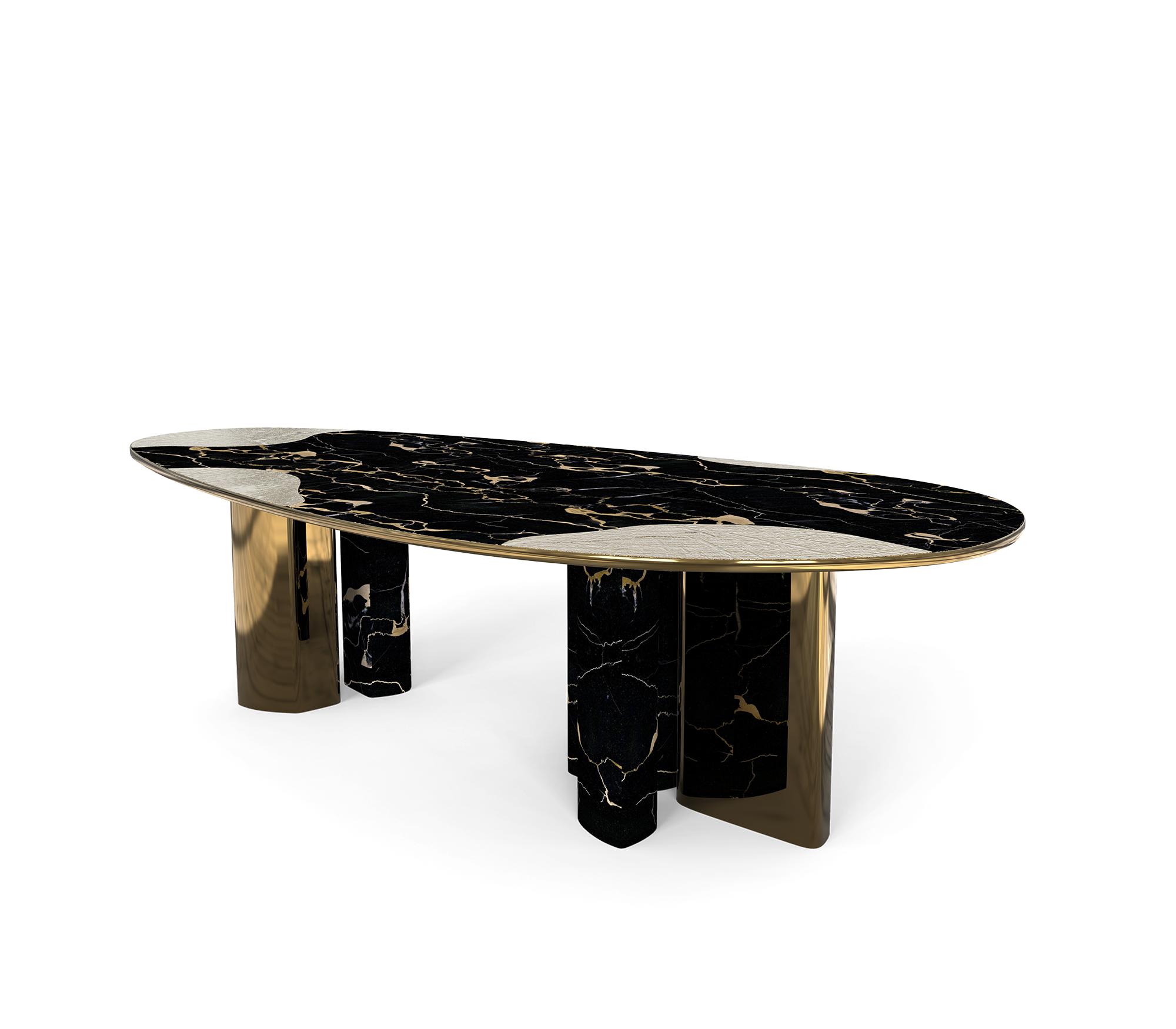 Athena Portoro marmer en patina eettafel