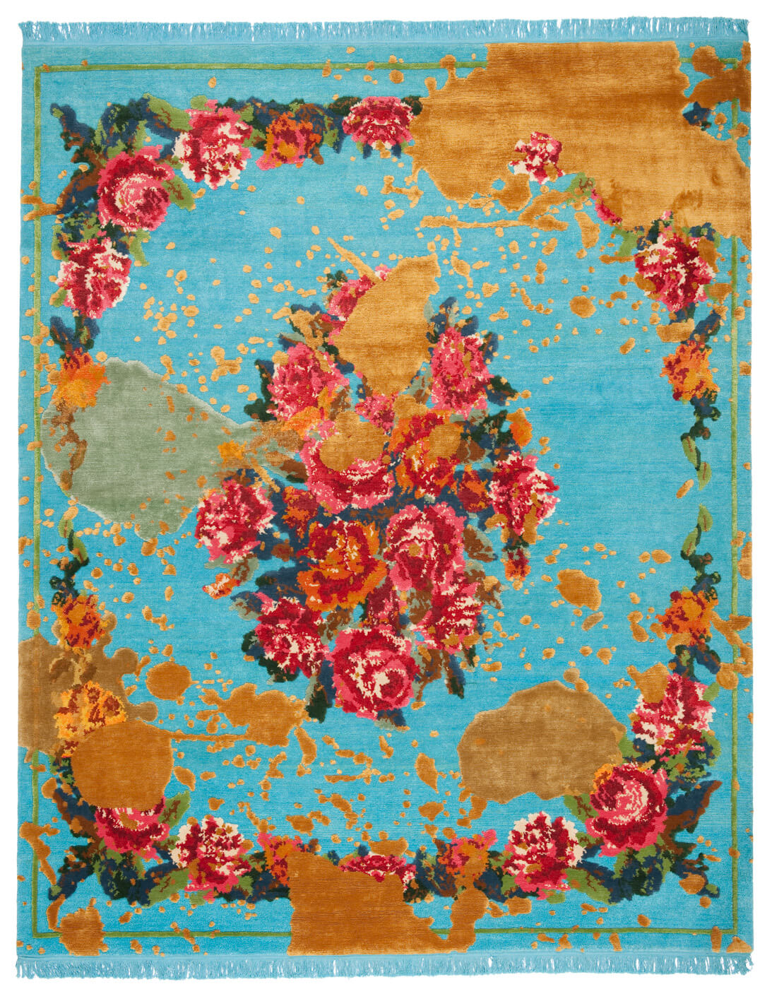 Sofianka splashed siberisch blauw goud vloerkleed