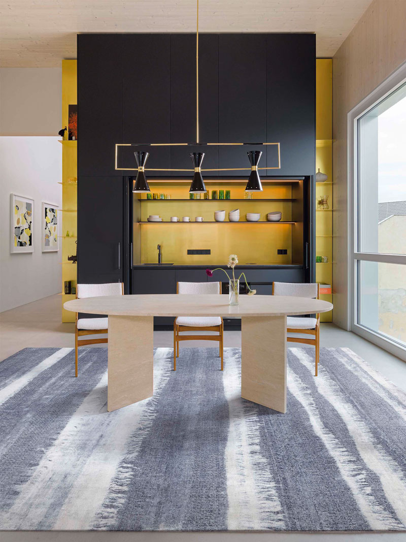 Blauw / grijs handgeknoopt tapijt | Maat: 305 × 427 cm