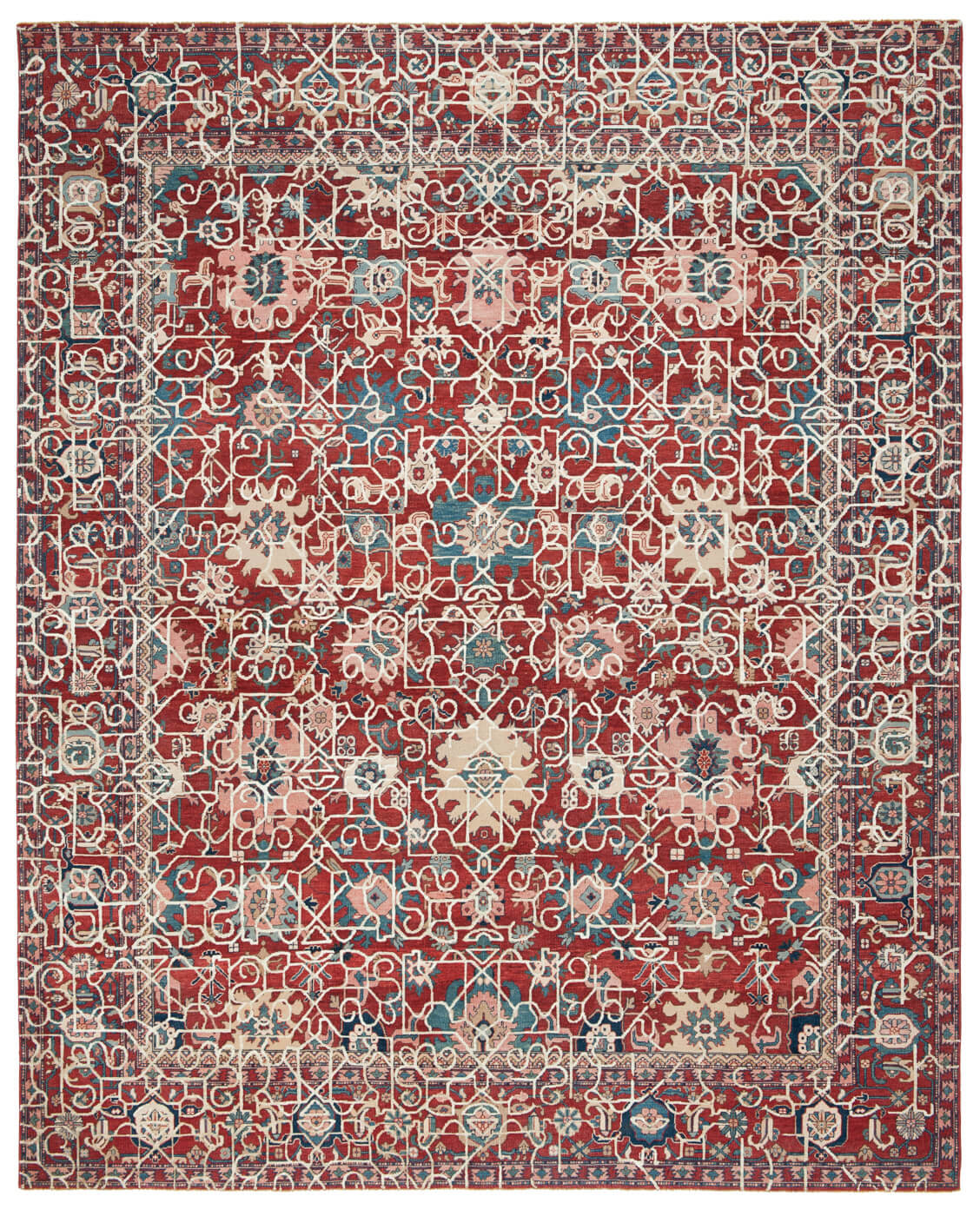 Bidjar kingscross hayat1 rood wit zijde vloerkleed