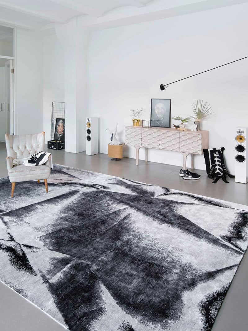 Zwart & wit luxe handgeknoopt vloerkleed