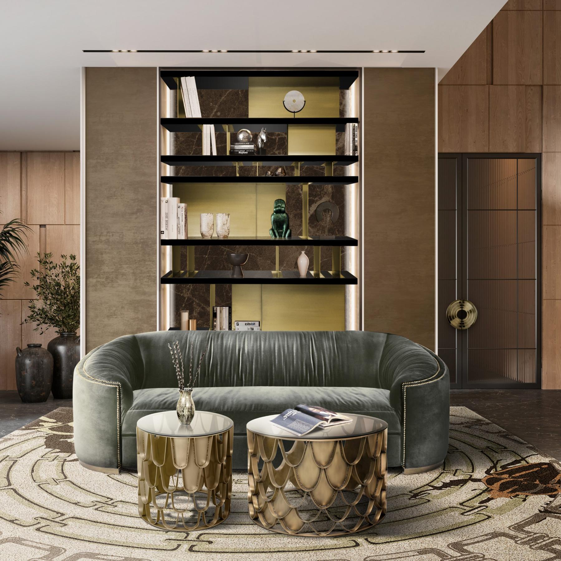 Premium comfort donkergroene gebogen bank - 2