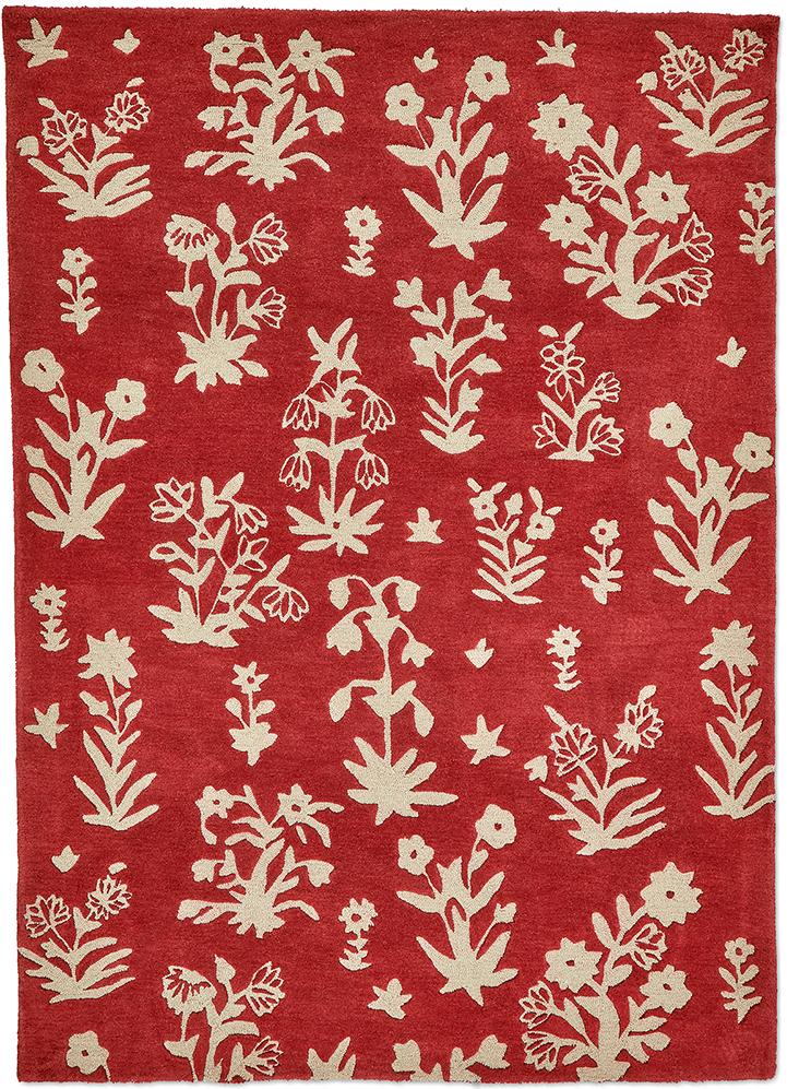 Woodland glade damson rood tapijt | Maat: 250 × 350 cm