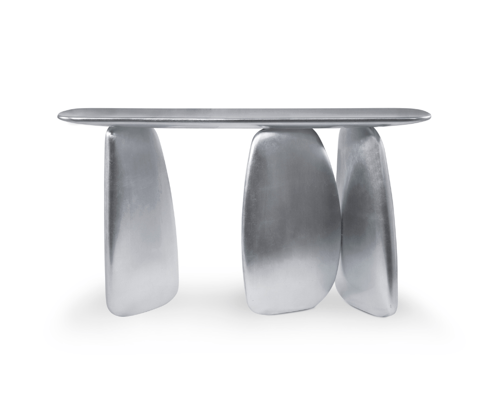 Sculpturale zilveren consoletafel