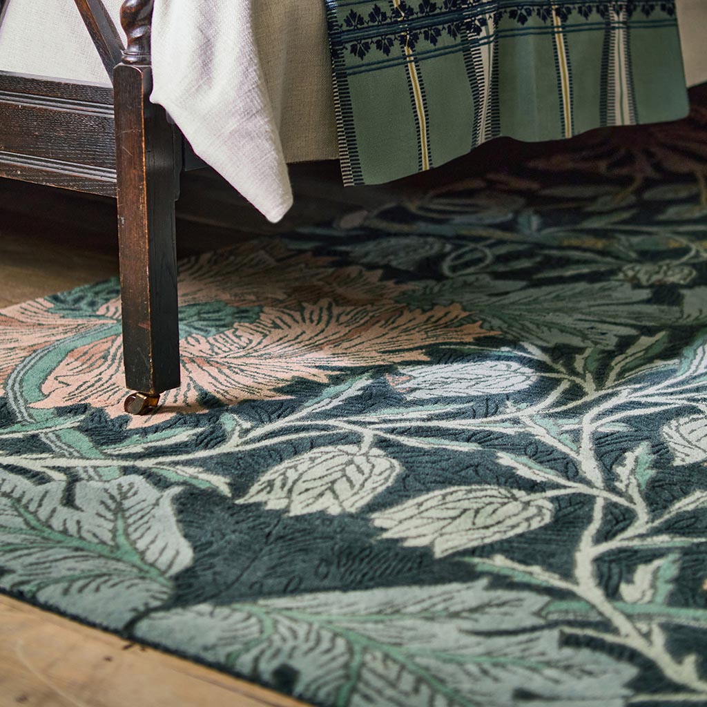 Honeysuckle & Tulip Teal vloerkleed | Maat: 140 × 200 cm