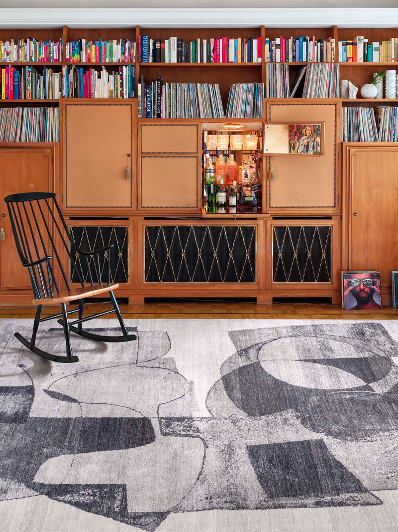 Zwart & wit luxe handgeknoopt vloerkleed