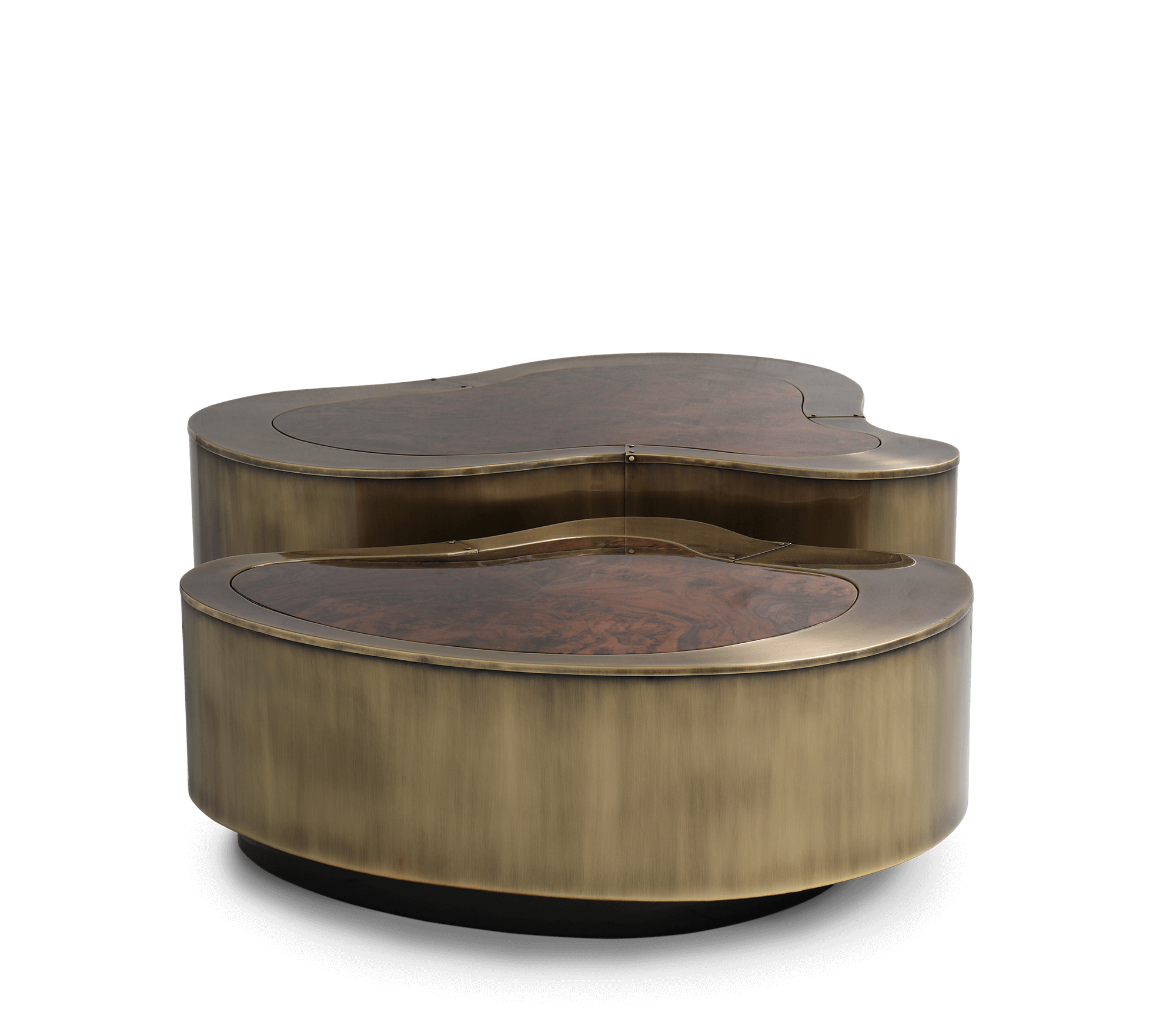 Crest patina en walnotenhout salontafelset