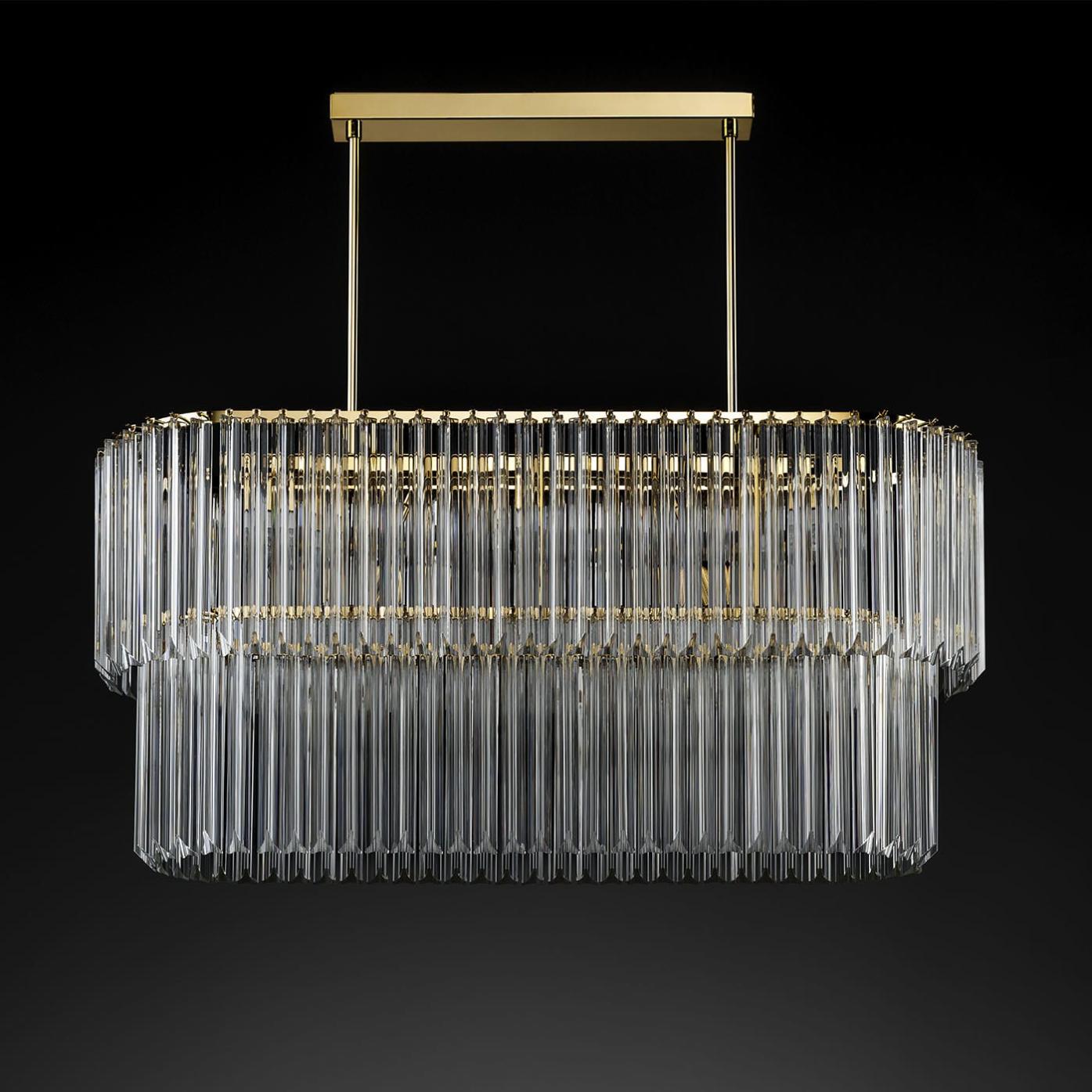 Ovale Antiek Gouden Kroonluchter met Helder Triedro Glas