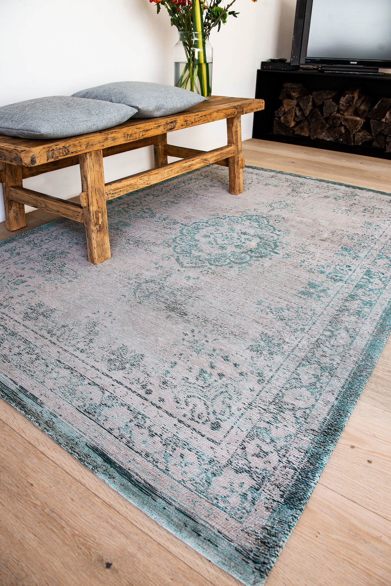 Vintage Style Jade Oyster tapijt | Maat: 80 × 150 cm