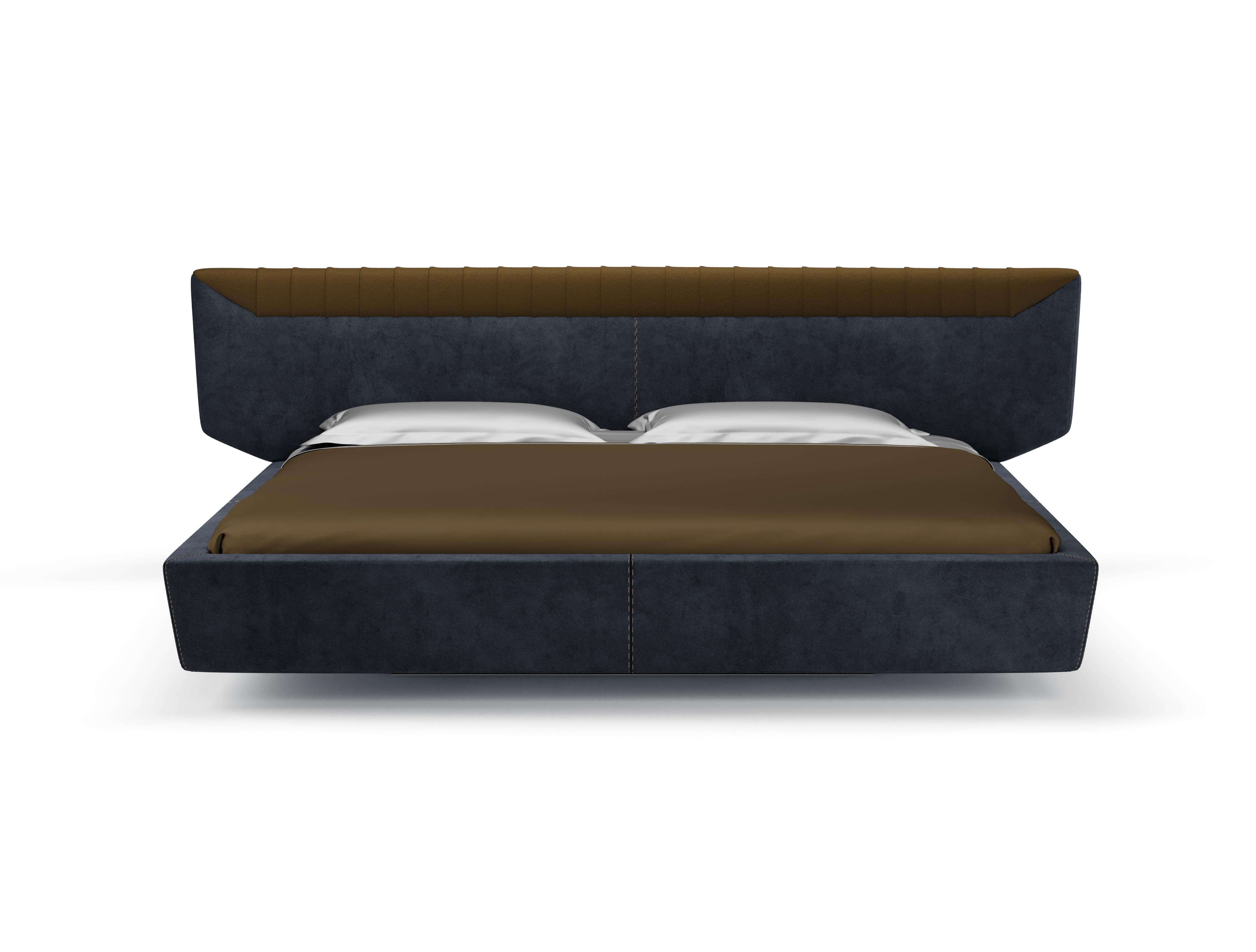 Libra donkerblauw bed met hoofdeinde