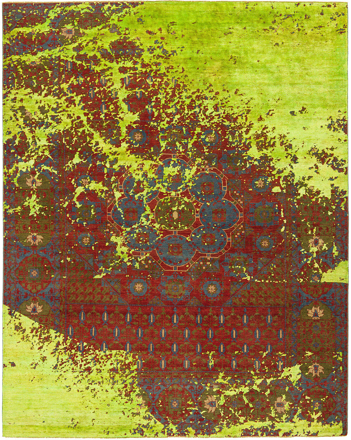 Mamluk kensington raved neongroen vloerkleed