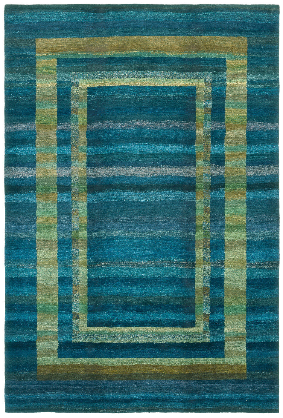 Gamba triple border blauw groen vloerkleed | Maat: 250 × 300 cm