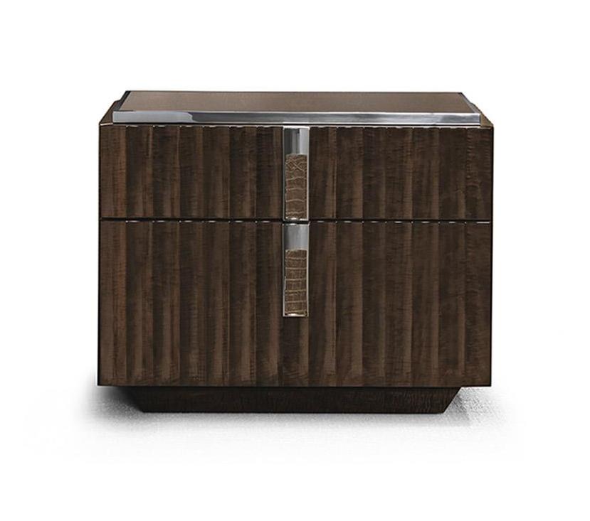 Premium nachtkastje met leren inzetstukken