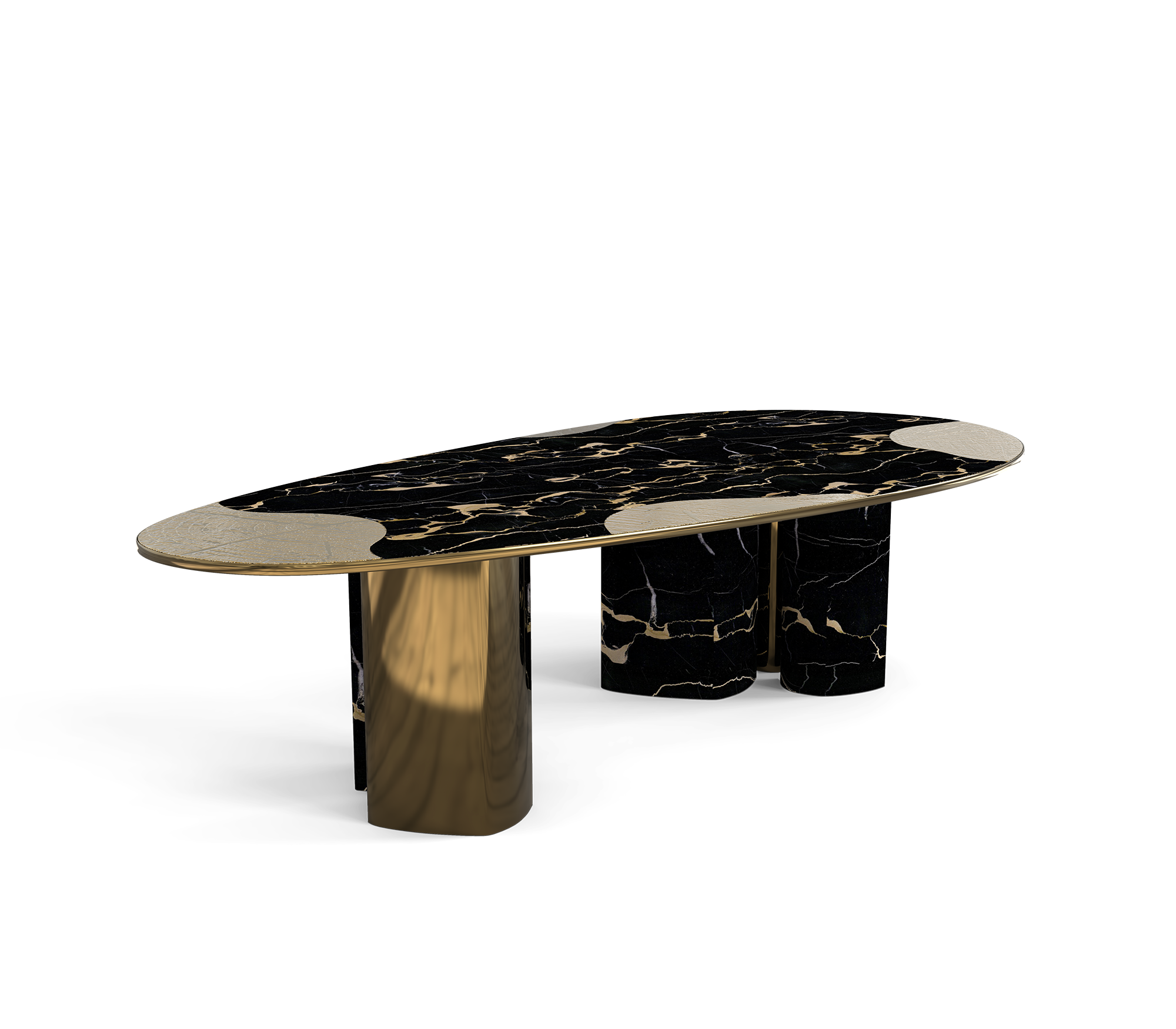 Athena Portoro marmer en patina eettafel