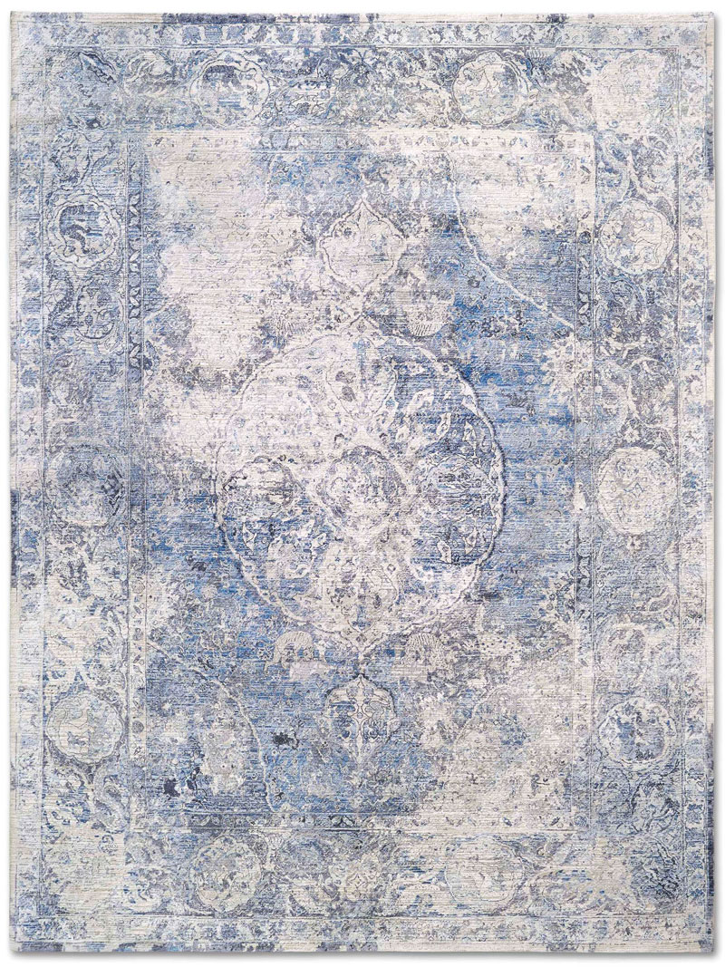 Silver Blue luxe handgeknoopt vloerkleed