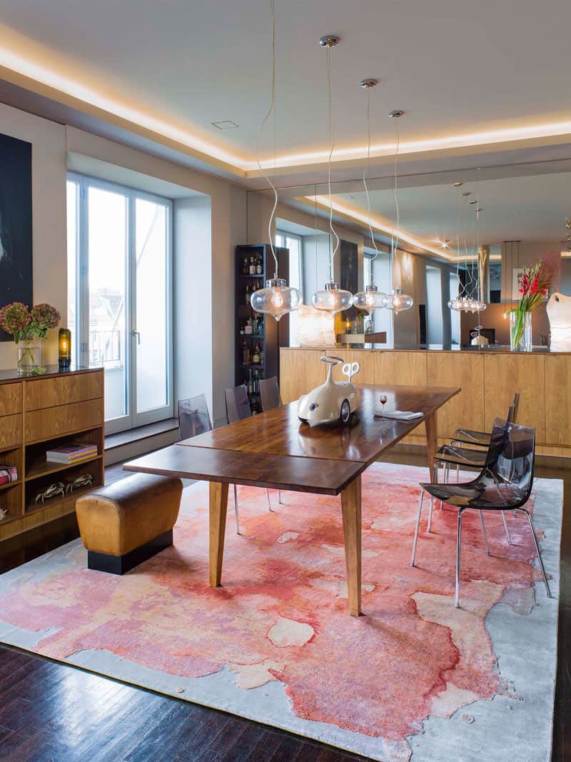 Mono roze luxe handgeknoopt vloerkleed