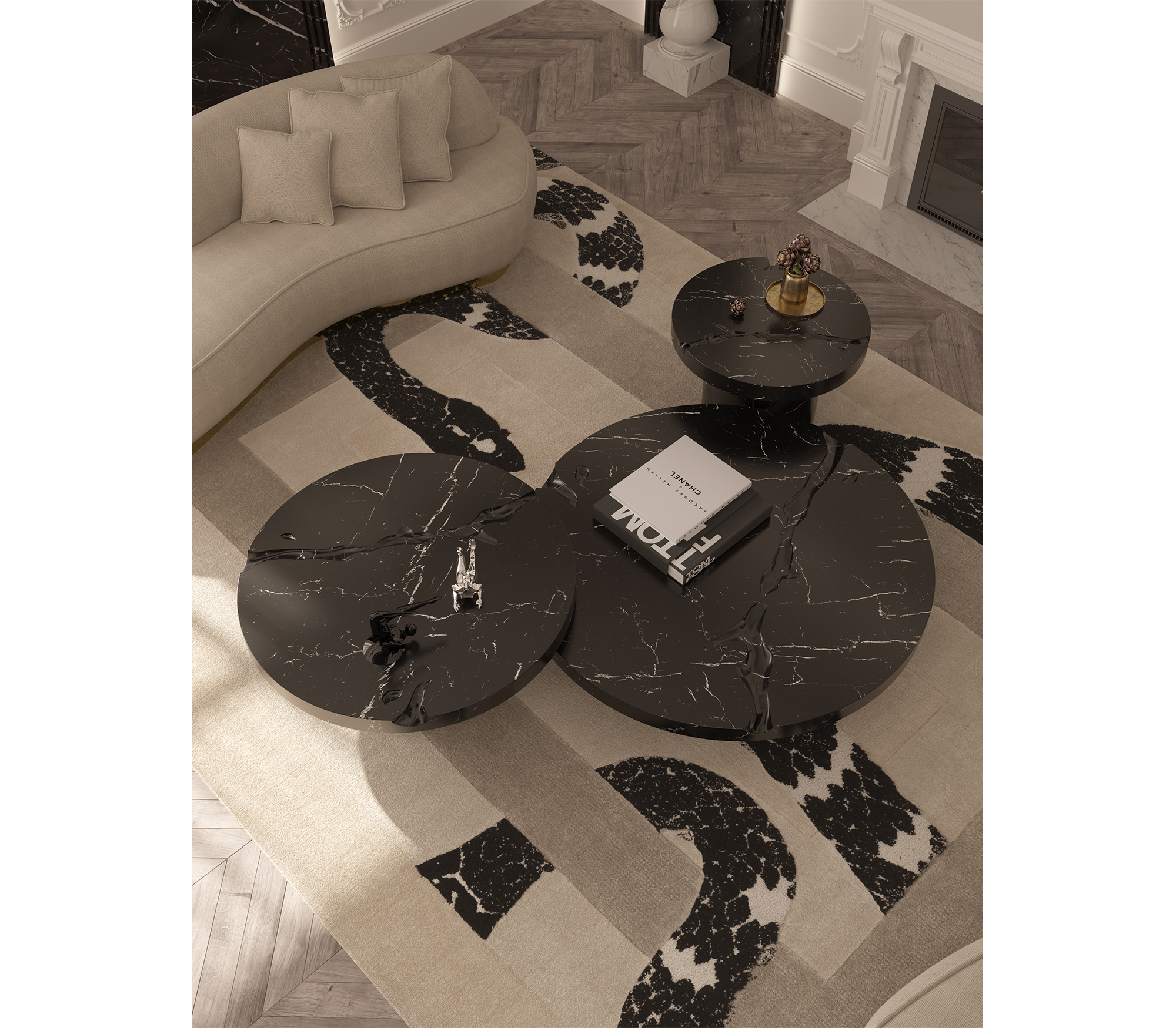 Dominion Nero Marquina 3-delige salontafelset