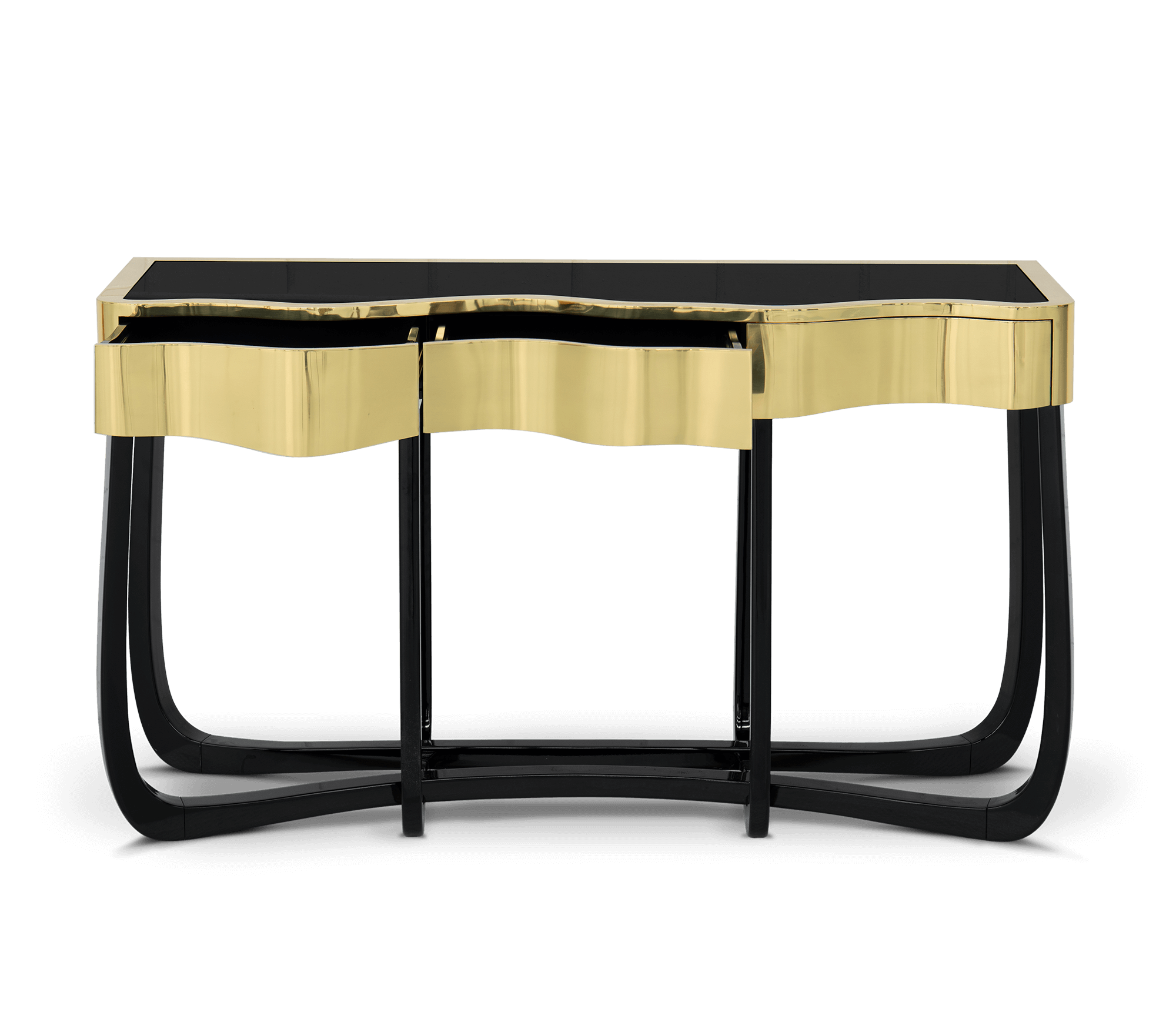 Serpentine gouden console