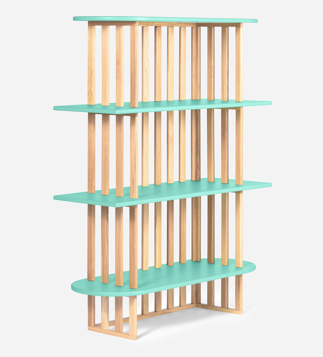 Groene vier-laags boekenkast