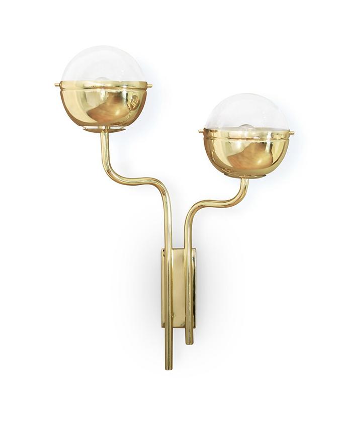 Strakke messing wandlamp