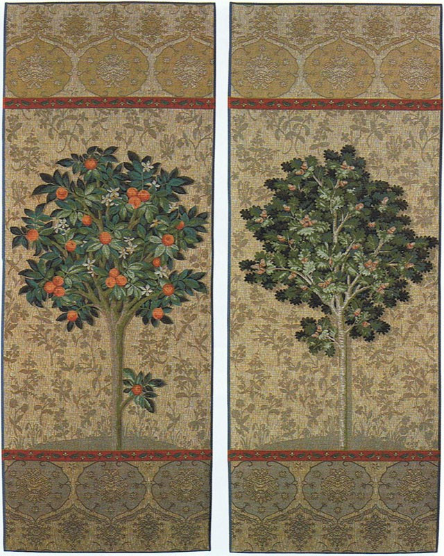 Set van 2 wandtapijten: Tree