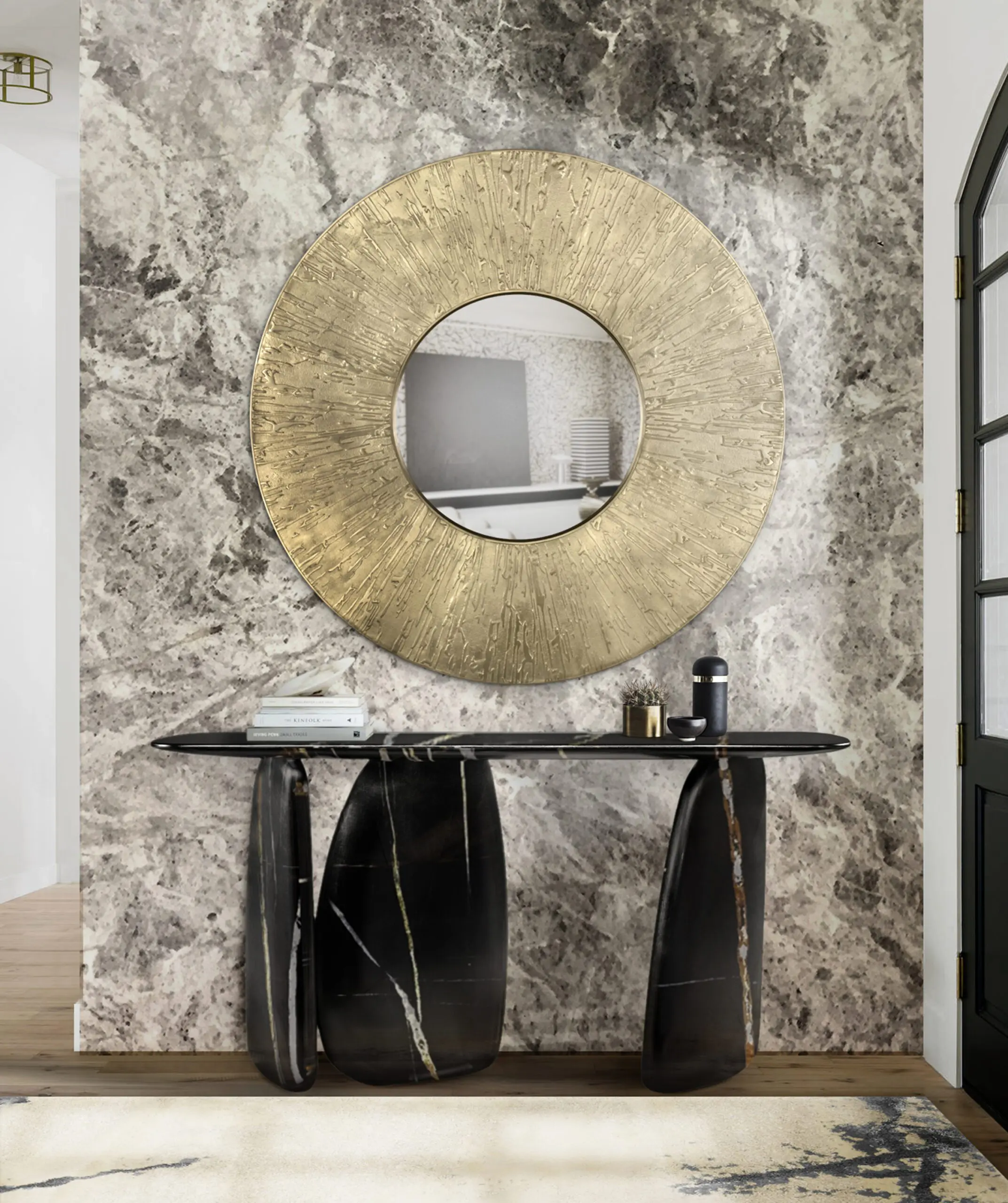 Sculpturale gouden consoletafel - 1