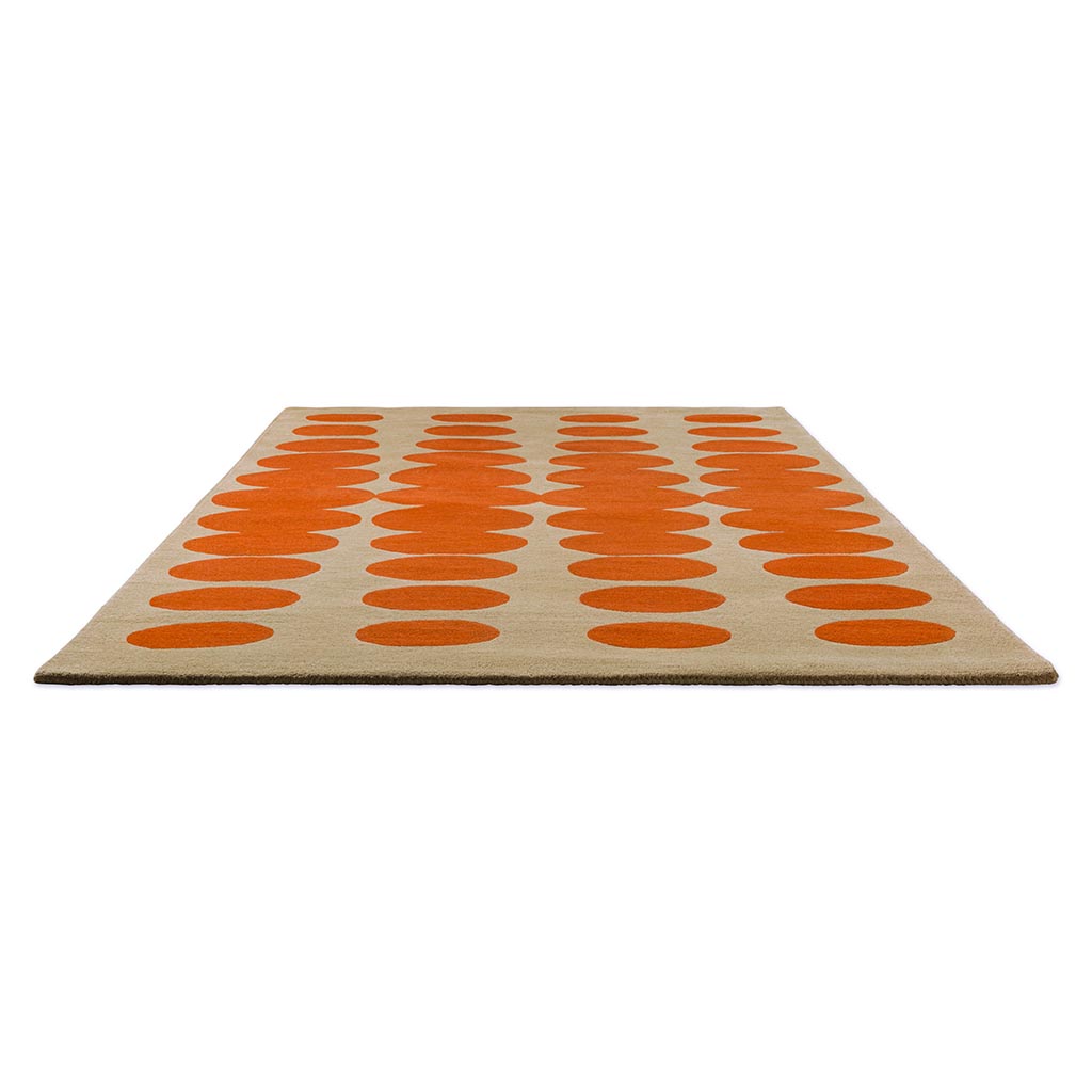 Optical Oval Orange/Sand vloerkleed | Maat: 120 × 180 cm