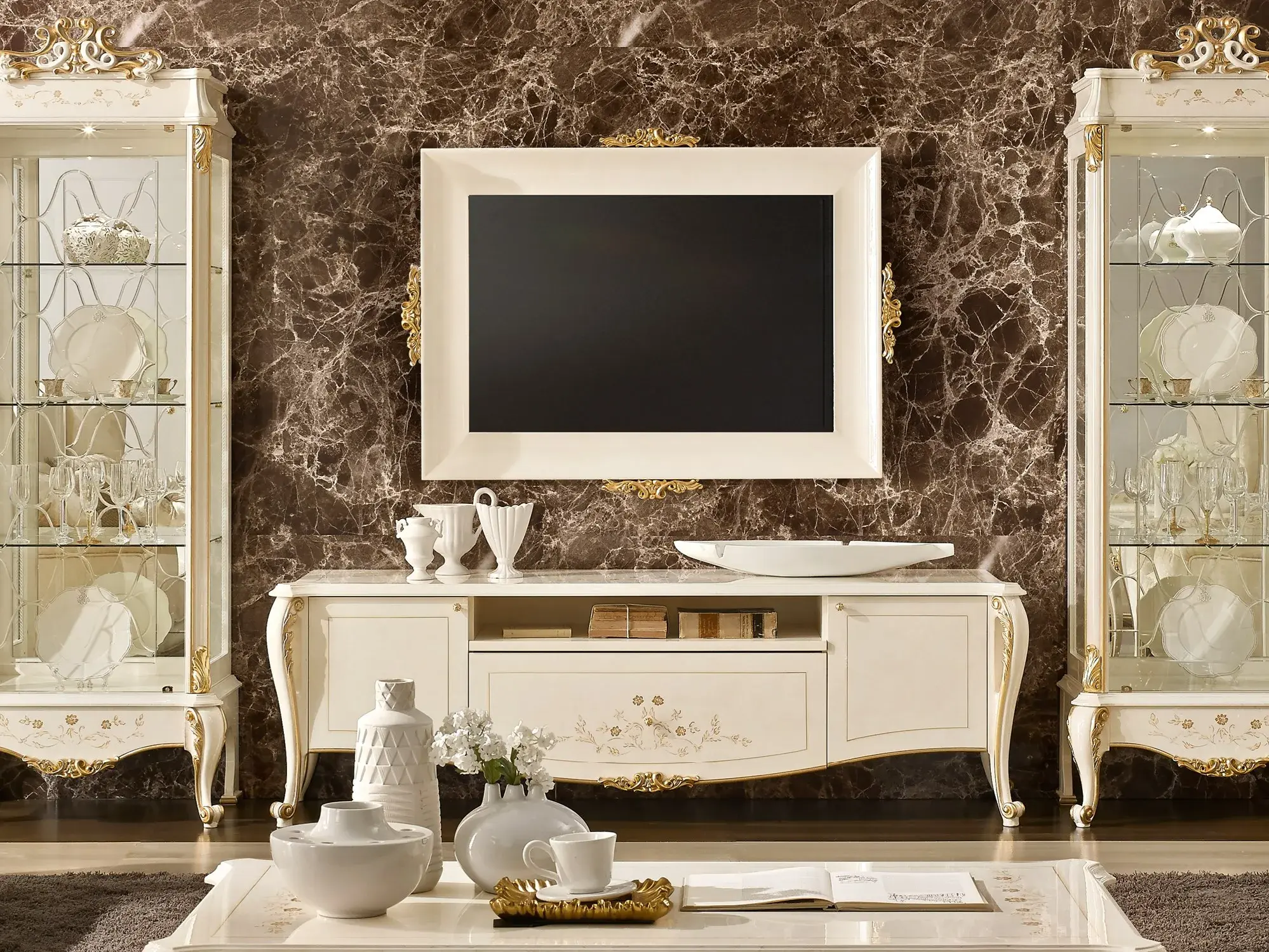 Italiaanse ivoren tv-kast | Configuratie: Zonder frame Italiaanse ivoren tv-kast | Configuratie: Zonder frame