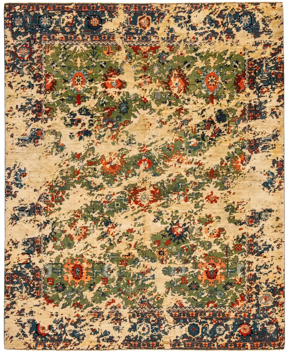 Bidjar kingscross double sky groen ps3 zijde tapijt | Maat: 300 × 400 cm