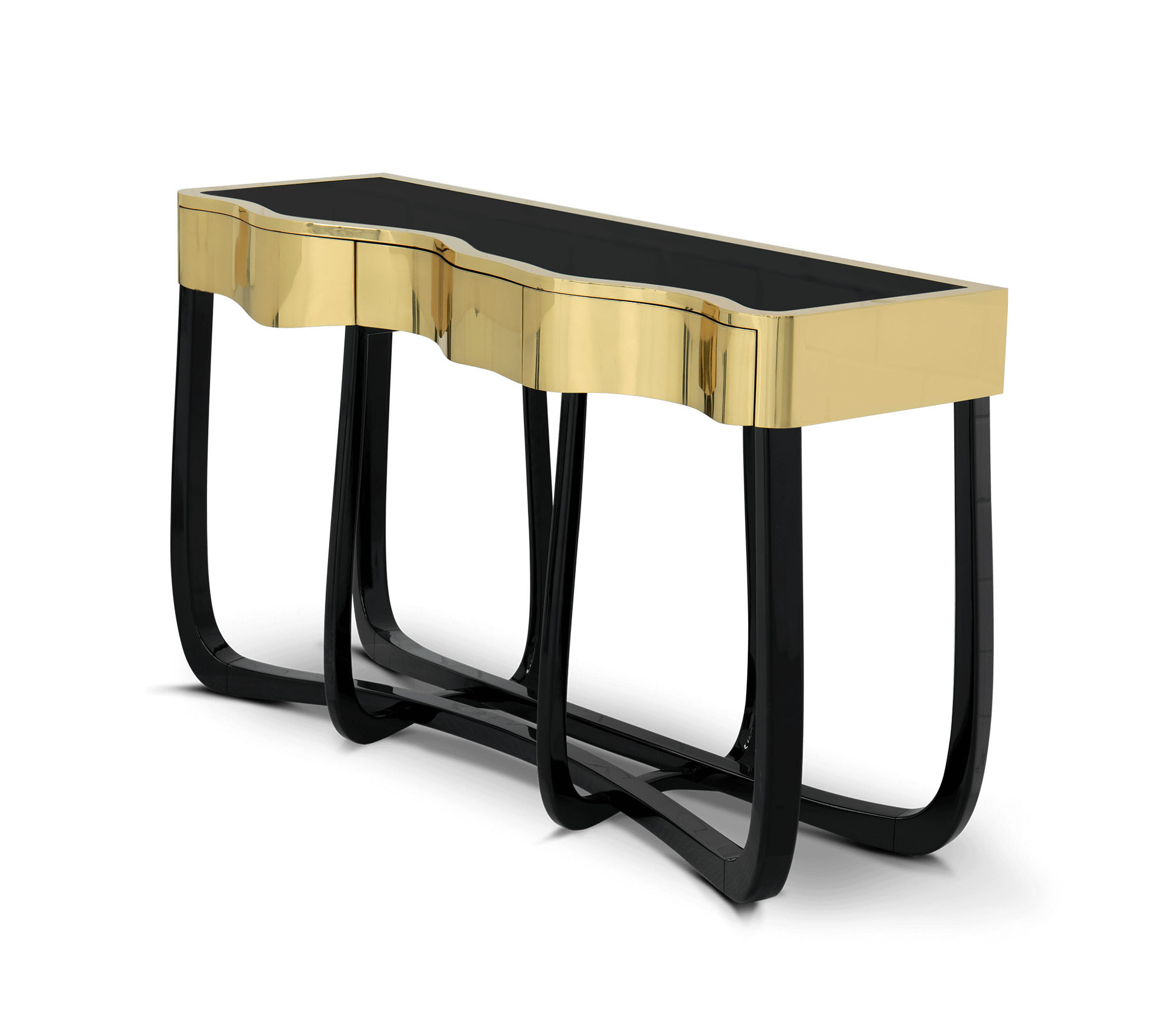 Serpentine gouden console