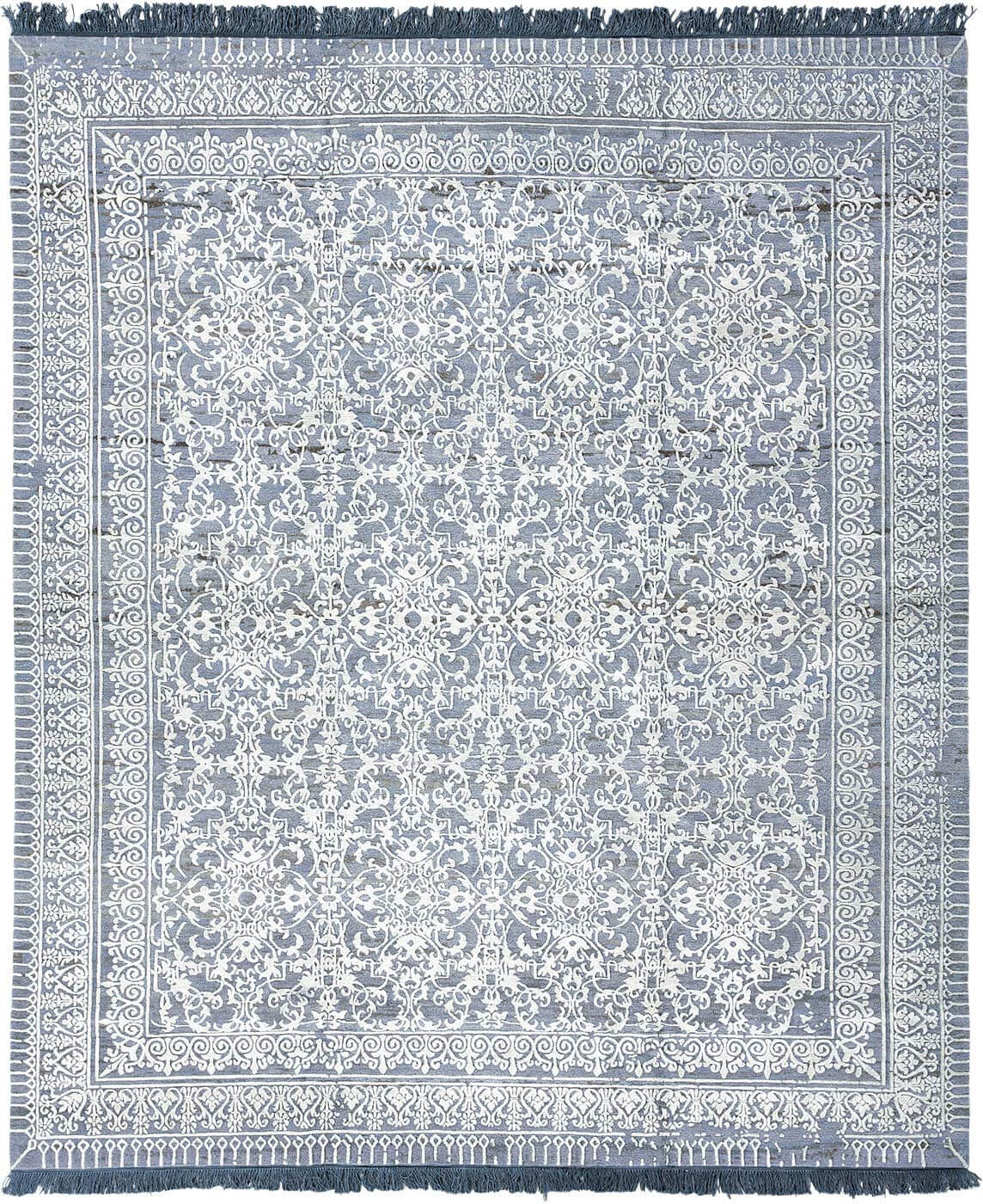 Ferrara radi little rocked blauw wit tapijt | Maat: 400 × 500 cm
