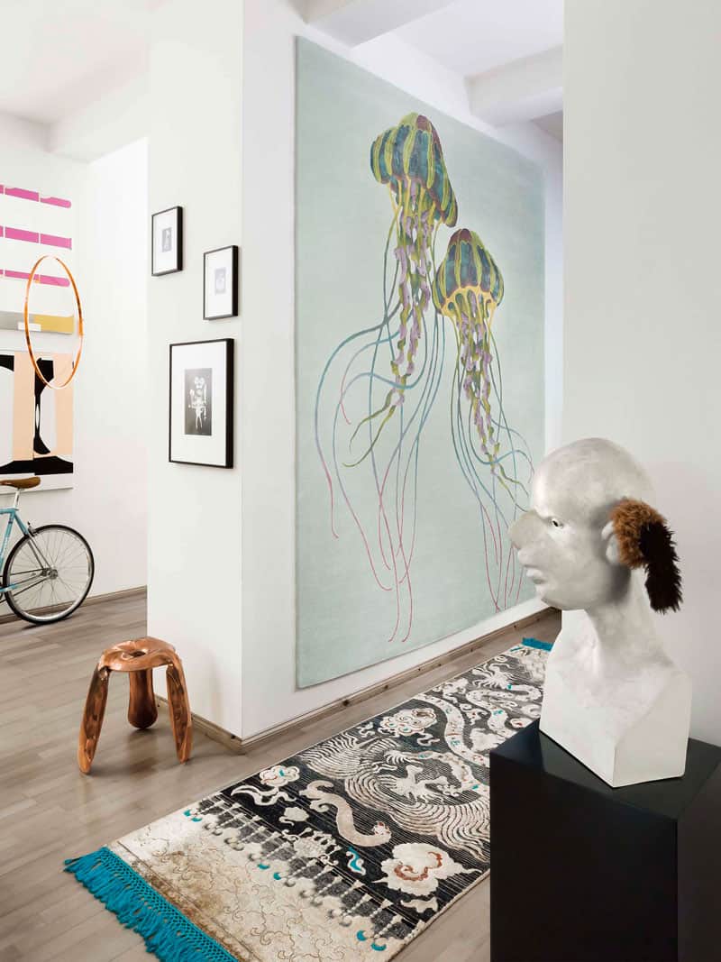 Jellyfish handgeknoopt tapijt