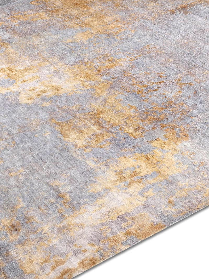 Stereo grijs / goud luxe handgeknoopt vloerkleed